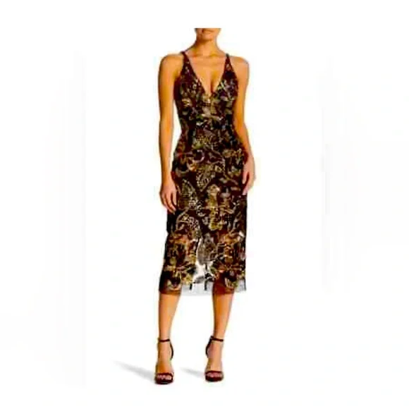knee length dresses for ladies Plunging V-Neck Long Sleeve Sequin Bodycon Midi Dress GM01075 main image 1